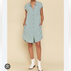 Mystery Frayed Edge Shirt Dress